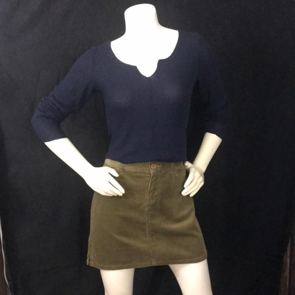 American Rag Olive Thin Wale Corduroy Skirt 9